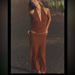 Zara Brown Halter & Skirt Set